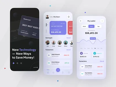 Digital Wallet - Mobile App UI app design bank banking card ewallet finance financial fintech fintech industry gateway mobile app mobile ui money money transfer payment transaction transfer uiux wallet wallet app