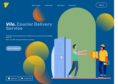 Courier & Delivery Service Landing Page branding courier delivery service graphic design illustration landing page typography ui website