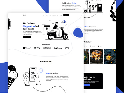 Food delivery website design black black ui blue blue ui branding design flat design graphic design illustration logo motion graphics professional design typography ui ui design ux design