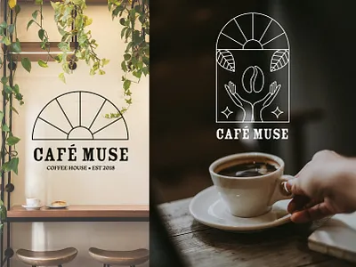 Café Muse - Coffee Shop Logo and Branding adobe illustrator adobe photoshop badge logo brand design branding cafe cafe brand cafe branding cafe logo coffee brand design illustration logo minimalist branding minimalist logo restaurant branding restaurant logo restauraunt seal logo vector