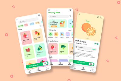 Grocery App - categories & list of products app app design design grocery app ui ui design