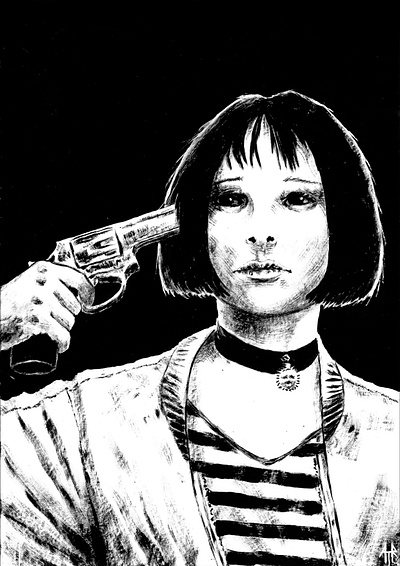 Mathilda art gun illustration ink inked leon mathilda suicide