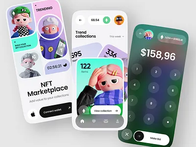 NFT marketplace concept appdesign art bitcoin blockchain crypto cryptocurrency defi etherium marketplace mobileappdesign mobileui nft shop web3.0