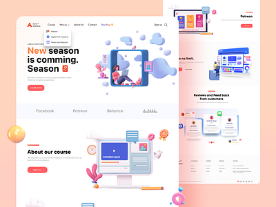 Landing Page Education - Course UI Design clean color course design e commerce education illustration landing page ui ui design user ux