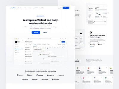 Bluzz - Collaboration - Landing Page collaboration component dashboard design system dipa inhouse integration interaction jira kanban landing page management notion project management saas styleguide trello ui design ux design web design website