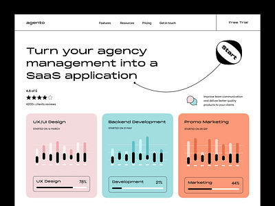 SaaS agency: landing page product agency analytics b2b b2c business data design homepage landing landing page minimal page saas startup tech ui web webflow webpage website