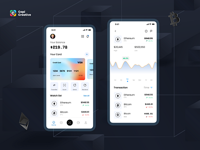 Web3 Wallet - UI mobile concept app blue capi color concept creative crypto dark design graphic design lightblue mobile mobileapp ui ux wallet web3