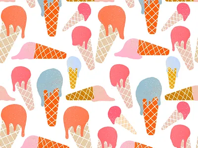 Melting Ice Cream pattern cold colorful cool design hot ice cream illustration melt melting pattern print summer surface design surfacedesign sweet