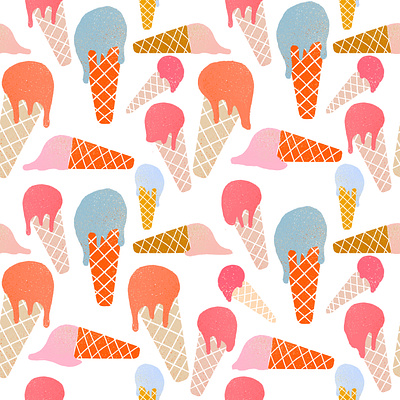 Melting Ice Cream pattern cold colorful cool design hot ice cream illustration melt melting pattern print summer surface design surfacedesign sweet