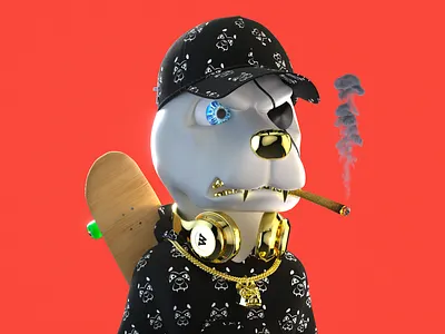 DJ dog skateboarder 3d 3dartist 3dcharacter cryptoart digaitalart djdog nft nftart nfttoken