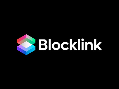 Blocklink logo concept (updated) 3d block blockchain branding connection crypto fintech link logo