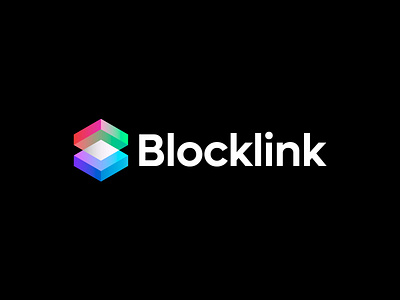 Blocklink logo concept (updated) 3d block blockchain branding connection crypto fintech link logo