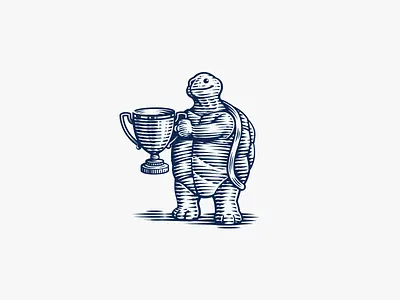 Ariel Invests ariel illustration investments retro scratchboard trophy turtle vintage