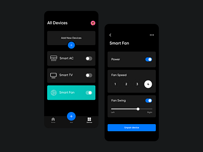 Smart app mobile UI screen Dark theme app branding dark theme design figma illustration interaction logo mobile product design sketch ui ui kit uidesign uiux ux vector website xd