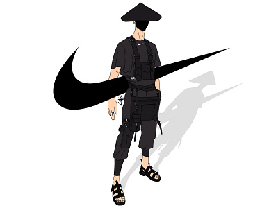 Ninja Streetwear 2d adobephotoshop art boy cartoon character design clean creative design doodle draw fashion figure graphic design graphicdesign illustration nike ninja sketch streetwear