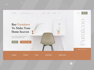 Furnicoo Interior Product 2021 awesome design branding furniture header furniture landing page graphic design header illustration interior design landing page mobile app popular design template trendy design ui ux