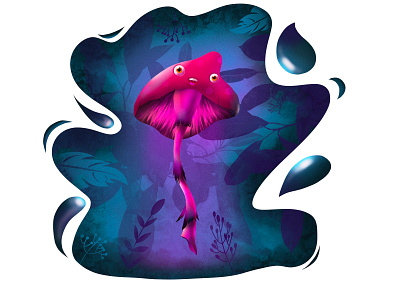 Mushroom 2d 3d illustration apple pencil character character design forest illustration ipadproart magic mushroom pink mushroom procreate trippy