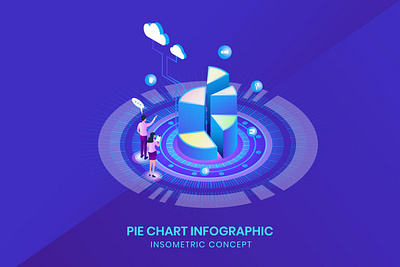 Pie Chart Infographic - Insometric Concept 3d animation 3d art 3d character 3d illustration app chart concept dashboard design illustration infographic isometric landing landing page logo marketing online page planning startup