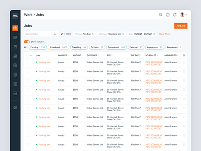 Service Management Software Desktop App Table app assign avatar column complex table desktop filters job layout row saas status table ui ux work