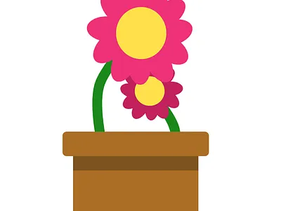 Pink Flowers In A Flower Pot childrens clothing design design flower pot gravit designer illustration logo pink pink flowers vector white yellow