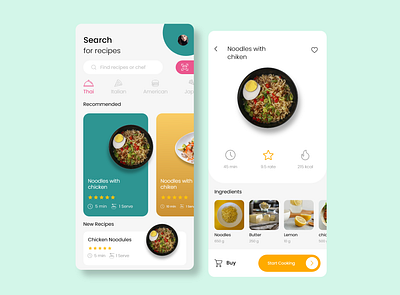 Food Recipe - Mobile App app app ui best recipes app cafe app cooking app delivery design food food and drink food app food recipe app foodie mobile recipe recipe app design recipe book restaurant app ui ui ux design ux