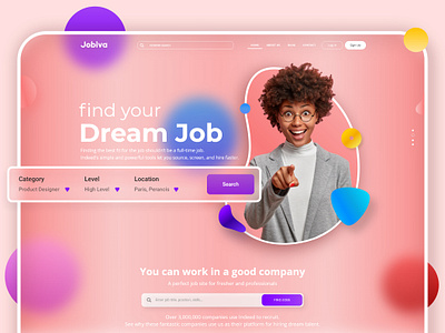 Job Searching Website glassmorphism homepage landing page ui design uiux web design web page website website design