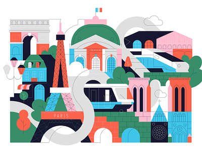 Paris Map abstract architecture city europe france geometry illustration map paris transport travel