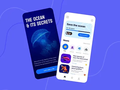 Mobile | Ocean app animated animation design desire agency environment environmental protection environmentalism fish graphic design mobile mobile app motion motion design motion graphics news ocean petition sea ui user interface