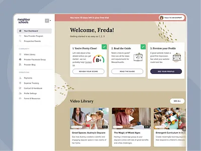 Blog page and dashboard design - Daycare matching service blog blog page children website dashboard design daycare kids kindergarden ui user interface website