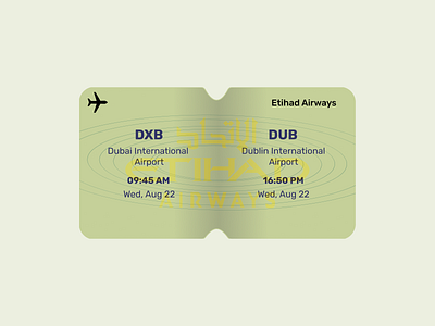 Flight Ticket Stub airplane airways concept dailyuichallenge design dubai dublin etihad flight illustration stub ticket vector