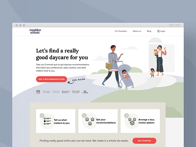 Homepage - Daycare matching service children daycare design home homepage kids kindergarden ui user interface website