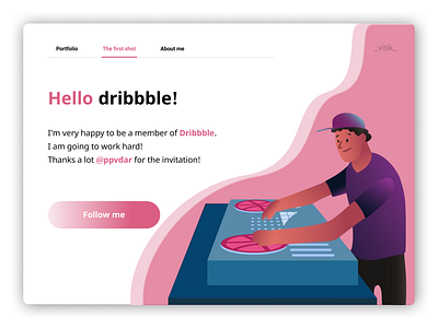 The first shot design dribbble hello hello dribbble illustration vitik