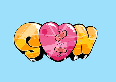 Graffiti Design For T-Shirt "SON" art branding children design digitalart draw drawing graffiti graphic design happy illustration illustrator logo son tshirt