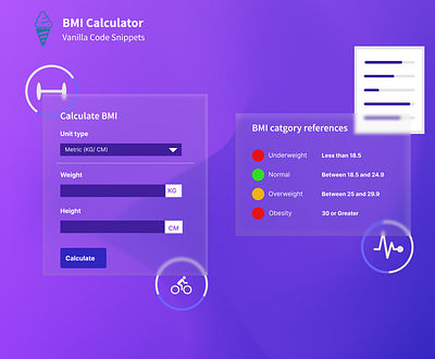 Modern BMI calculator interface with glassmorphism glassmorphism ui web design