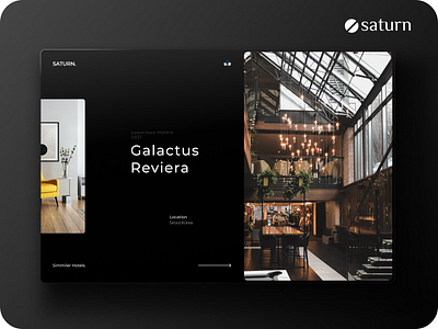 Saturn Hotel showcase website beautidul branding dark design hero home hotel illustration luxury minimal modern page rich saturn travel ui ux web website