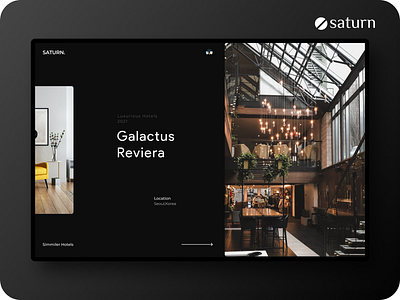 Saturn Hotel showcase website minimal UI Concept beautidul book branding dark design home hotel luxury minimal modern page rich saturn showcase travel ui ux web website webui