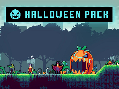 Free Halloween Pixel Art Characters 2d art asset assets fantasy game game assets gamedev halloween indie indie game pixel pixelart pixelated pumpkin set sprite spritesheet vampire zombie