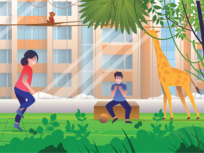 Child Playground 2d dribbble dribbble best shot flat landscape landscape illustration lifestyle lifestyle illustration town town illustration vector villages