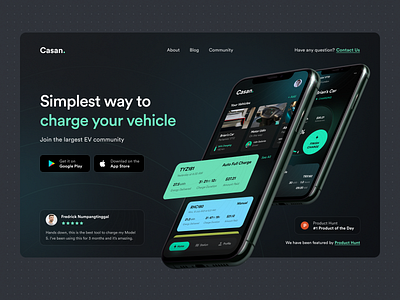 EV Charging App Landing Page branding card dark futuristic home screen homepage landing landing page modern page product design ui ux visual identity web web homepage web page web site webpage website