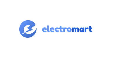 Electromart Logo app blue branding design graphic design icon illustrator logo vector wordmark