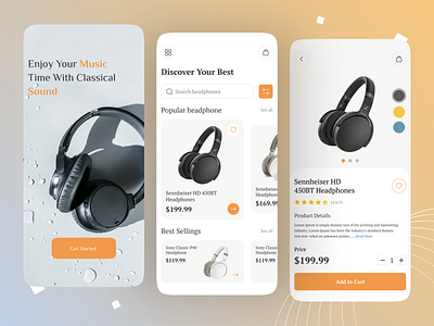 E-Commerce Mobile App android app design design e commerce e commerce shop graphic design headphone illustration ios app design latest design logo mobile app mobile app design mobile app ui design mobile uiux shop sound system speaker trendy design ui ui design