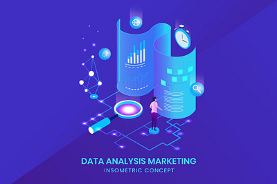 Data Analysis - Insometric Concept 3d 3d animation 3d art 3d character 3d illustration agency app business character design development flat illustration landing page logo page ui vector web website