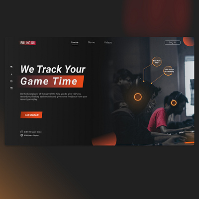 Billing.Ku app branding dark design game gamer gaming graphic design illustration lading landing page lifestyle mobileapp orange page social apps ui uiux ux white