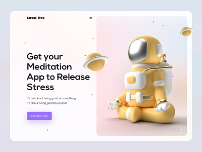 Stress-free - Meditation App Service Web Concept design illustration landing page design landingpage meditationservice meditationwebdesign minimal modern design trendywebdesign ui uiux webdesign website yogawebdesign