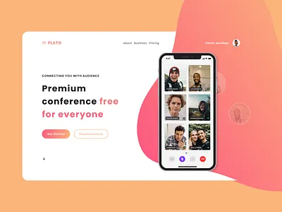 Plato Video Conference Landing Page UI branding design design inspiration illustration landing page landing page ui logo ui video conference website web landing page web ui website website design website design inspiration website landing page