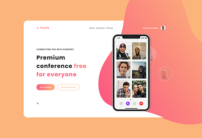 Plato Video Conference Landing Page UI branding design design inspiration illustration landing page landing page ui logo ui video conference website web landing page web ui website website design website design inspiration website landing page