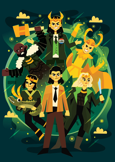 Loki Variants character art character design disney disney plus illustration loki loki laufeyson loki odinson loki series stylized