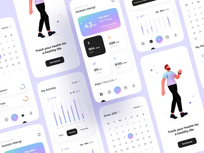 Health Tracker App app clean dailyui design health health tracker illustration inspiration mobile app statistic tracker app trends ui ui design ux ux design