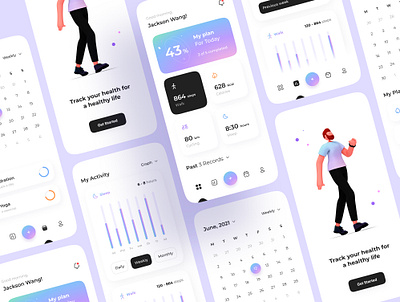 Health Tracker App app clean dailyui design health health tracker illustration inspiration mobile app statistic tracker app trends ui ui design ux ux design