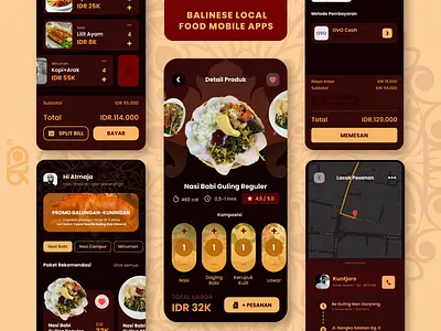 Balinese Local Food Mobile Apps babi balinese food graphic design guling local manadala mandala mobileapps pork porkchop red uidesign